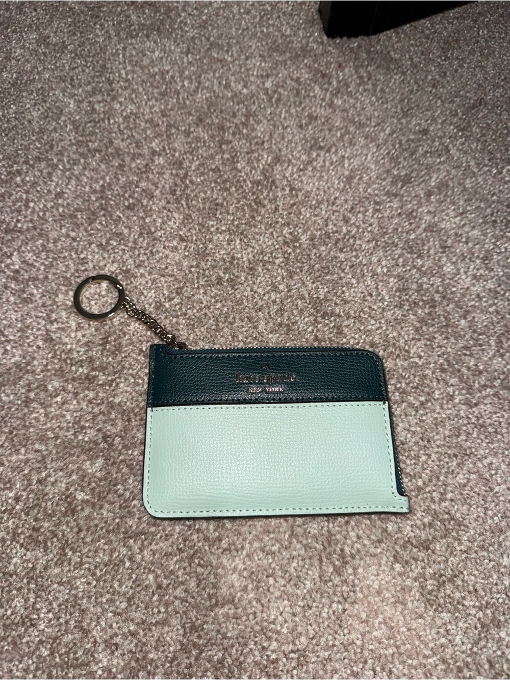 kate spade Two-Tone Cardholder Key Ring - Dark Teal and Mint